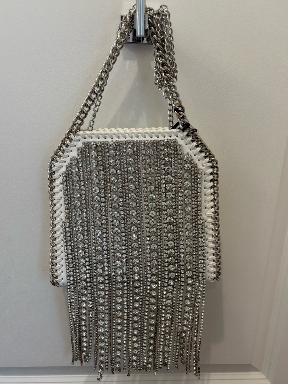 NWT House of Harlow 1960 stunning Chain & rhinestone waterfall bag